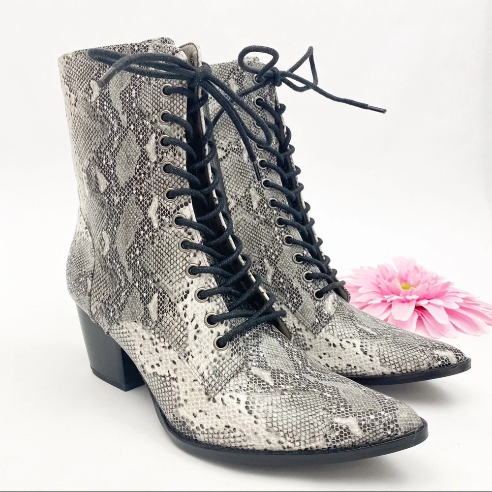 Coconuts By Matisse X Free People Cody Vegan Leather Lace Up Boots: Snake Python